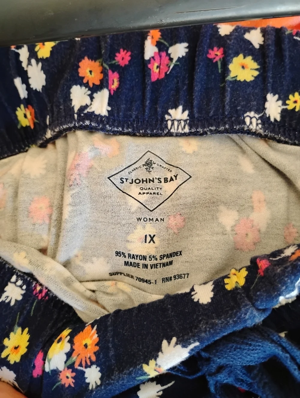 St. John's Bay Navy Maxi Skirt with Pink Yellow White Floral Print - Picture 2 of 7